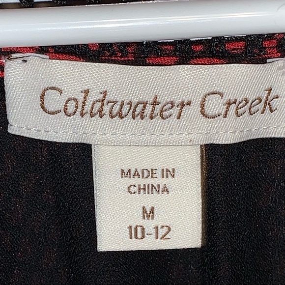 Coldwater Creek Red Black Sheer Long Sleeve Blouse - Picture 3 of 5